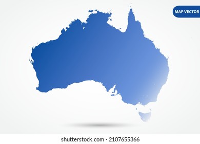 Australia Map - World Map International vector template with Blue gradient color isolated on white background for design, education, website, infographic - Vector illustration eps 10