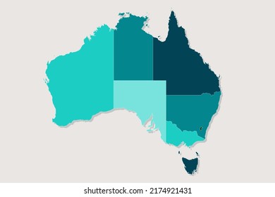 Mapa de Australia - Mapa Mundial Plantilla vectorial internacional con Alto detalle incluyendo color de contorno azul y verde aislado en fondo blanco - Ilustración vectorial eps 10