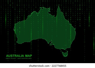 Australia Map - World Map International vector template with Matrix green binary computer code background including light for design, website, hacker concept - Vector illustration eps 10