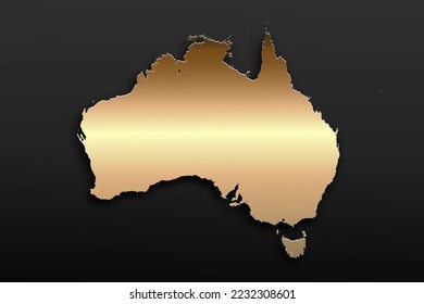 Mapa de Australia - Mapa mundial Planilla vectorial internacional con 3D, estilo de lujo dorado que incluye sombra sobre el fondo negro para el diseño, la educación, sitio web, infografía - Ilustración vectorial eps 10