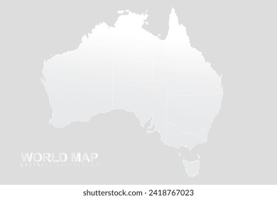 Australia Map - World Map vector template with High detailed including white and grey gradient color and white outline color isolated on grey background - Vector illustration eps 10