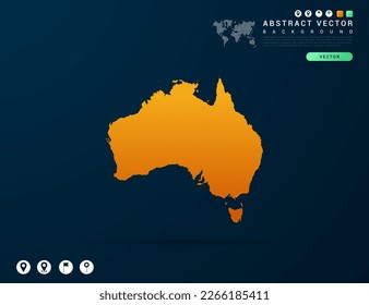 Australia map of Yellow and orange gradient on dark background vector.