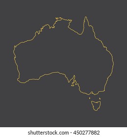 Australia map,outline,stroke,line style