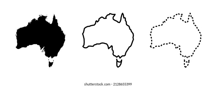 Mapas de Australia aislados en un fondo blanco
