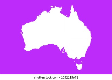 Mapa de Australia-Mapa blanco sobre fondo morado. Cada ciudad y frontera tiene por separado. Ilustración vectorial, pasos 10.
