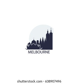 Australia Melbourne city landscape modern panorama silhouette skyline vector logo icon