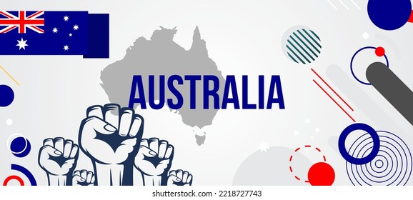 Australia National Day Vector With Background Of Geometric Shapes In Flag Colors, Australia Day Banner