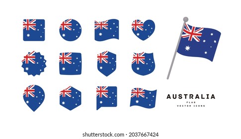 Australia national flag icon set vector illustration