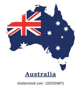 Australien National Flag Map Design, Illustration Australiens Country Flag innerhalb der Karte