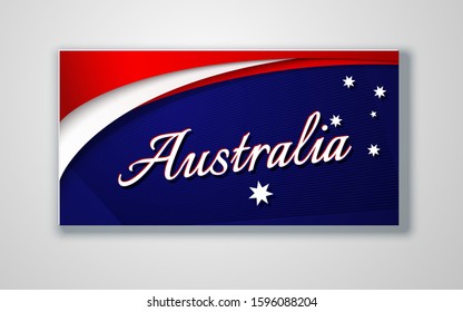 Australia national flag theme red white curved lines and stars on a blue background Patriotic poster banner card card template design for Australia Day election voting and other holidays Vector card