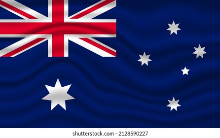 Diseño vectorial de la bandera nacional de Australia. Indicador de Australia 3D ondear ilustración vectorial de fondo