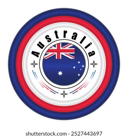 Arte vectorial de la insignia del orgullo nacional de Australia. emblema circular con Colores de la bandera de Australia azul rojo y blanco. Simbolizando la identidad nacional australiana. EPS de Vector editable disponible