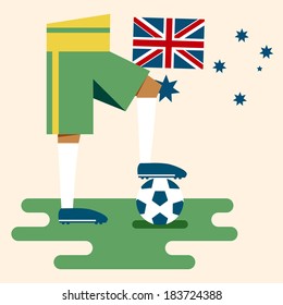 Australia, national soccer uniform and flag, flat design