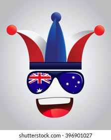 Australia national supporters with party hats and glasses, vector illustration