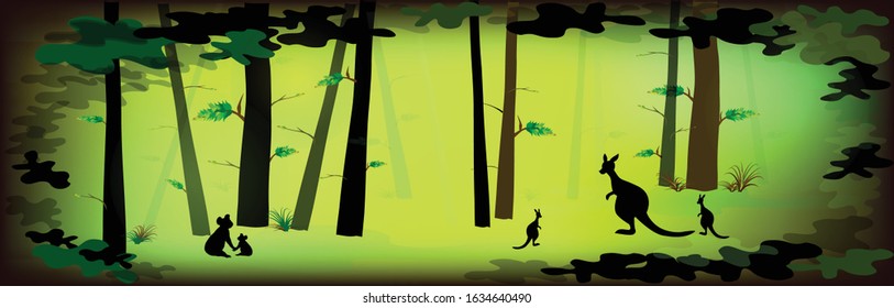 Australia Nature background, Australian wild and animals wildlife, Nature header or web banner, vector illustration.