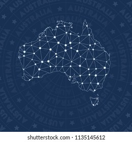 Australia network style country map. Artistic space style, modern design for infographics or presentation.