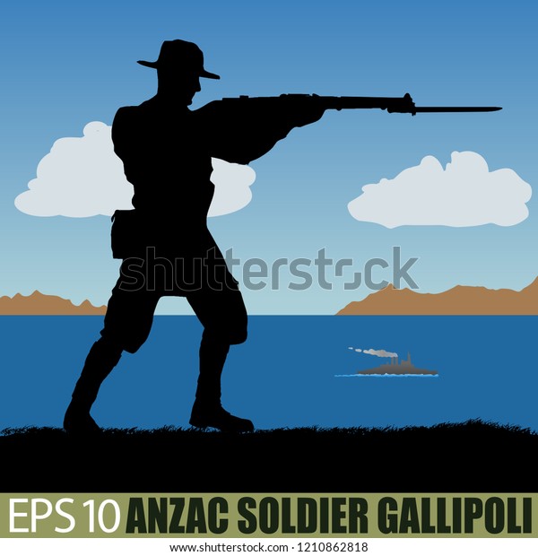 Australia New Zealand Anzac Soldier Ww1 Stock Vector (Royalty Free ...