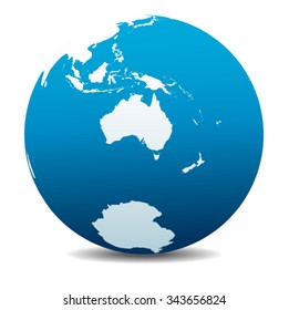 Australia and New Zealand, South Pole, Antarctica, Global World