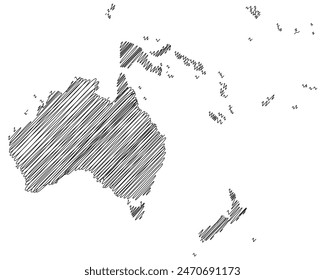 Australia Oceania continent thread map line vector illustration