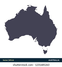 Australia - Australia & Oceania Countries Map Icon Vector Logo Template Illustration Design. Vector EPS 10.