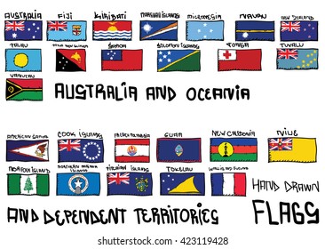  Australia and Oceania hand drawn flags