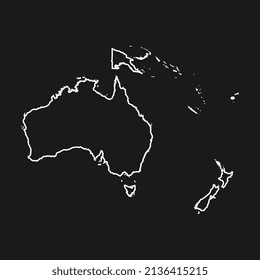 Australia and Oceania map. Contour map of continent.