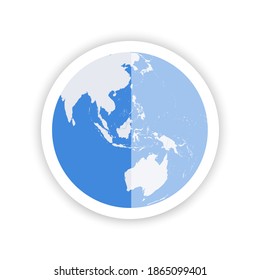 Mapa de Australia y Oceanía. Icono de redondeo.