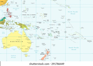 Australia Oceania Map Highly Detailed Vector Stock Vector (Royalty Free ...