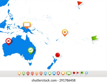 Australia and Oceania map and navigation icons - Illustration