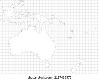Australia and Oceania simple outline blank map
