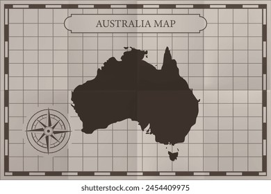 Australia old classic country map. Vintage antique map paper style.