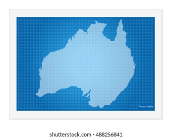 Australia on blueprint on a white background.