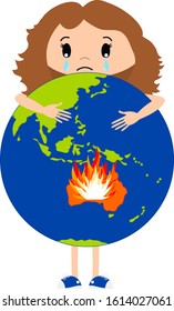 Australia on fire eco earth world graphic on clear background