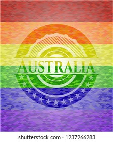 Australia on mosaic background with the colors of the LGBT flag