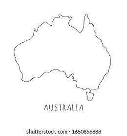 Australia one line drawing on white isolated background. Abstract outline Australian continent, geographical map. Vector illustration