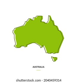 Mapa de esquema de Australia con color verde. Diseño moderno de caricaturas de línea simple - Vector EPS 10