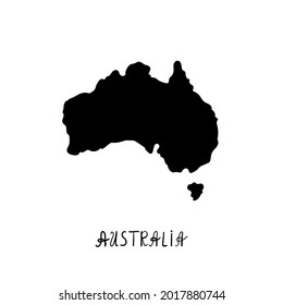 Australia outline world map, vector illustration isolated on white. Map of Australia continent, line silhouette concept