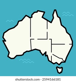 Australia outlined map. Simplified map of Australia with thick black outline. Icon Australia 