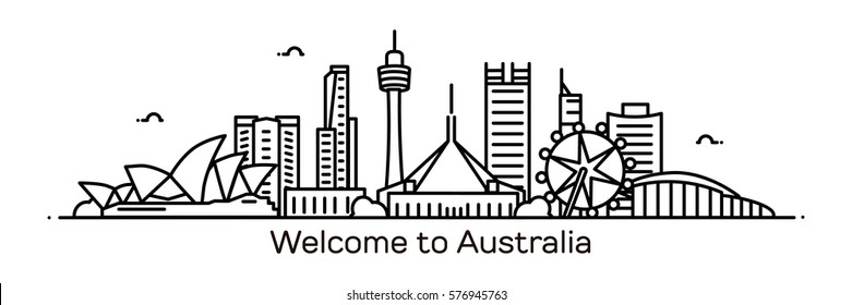 Australia Panorama. Vector Illustration