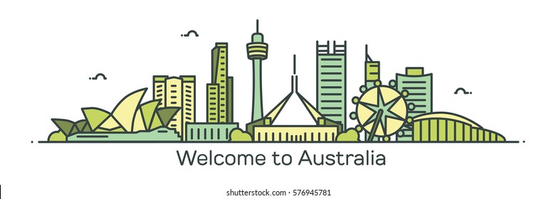 Australia panorama. Vector illustration