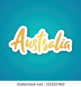Australia paper cut banner. Vector Australia lettering. Handwritten country name.