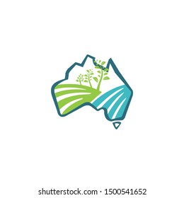 australia park logo. flat australia maps illustration - Icon design vector australia plant 