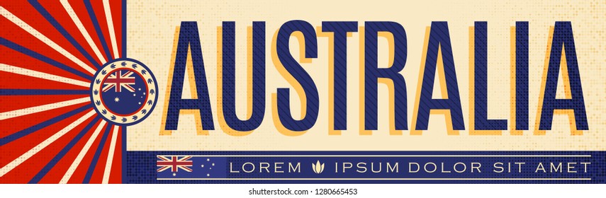 Australia Patriotic vintage Banner design, typographic vector illustration, Australian Flag colors