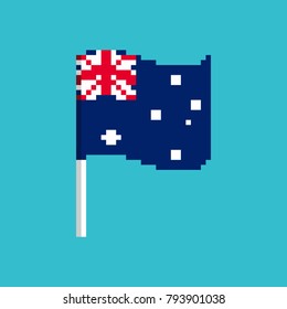 Australia Pixel flag. Pixelated banner Australian. political bit icon. Vector illustration