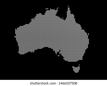 Australia pixel map. Vector illustration. Halftone style.