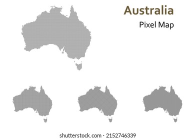 Australia pixel map vector isolated on white background.