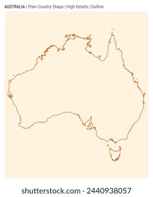 Australia plain country map. High Details. Outline style. Shape of Australia. Vector illustration.