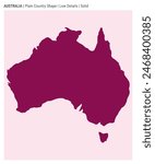 Australia plain country map. Low Details. Solid style. Shape of Australia. Vector illustration.