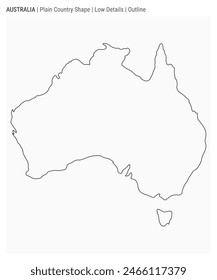 Australia plain country map. Low details. Outline style. Shape of Australia. Vector illustration.