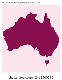 Australia plain country map. Low details. Solid style. Shape of Australia. Vector illustration.